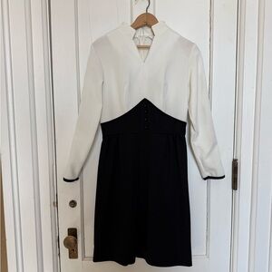 Vintage black and white long sleeve minidress S